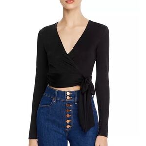 Alice + Olivia Nya Cropped Wrap Top